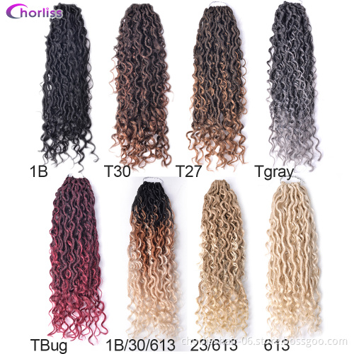 Solid Color Ombre River Goddess Locs With Curly Ending Faux Locs Crochet Braids South Africa Synthetic Bohemian Braiding Twists